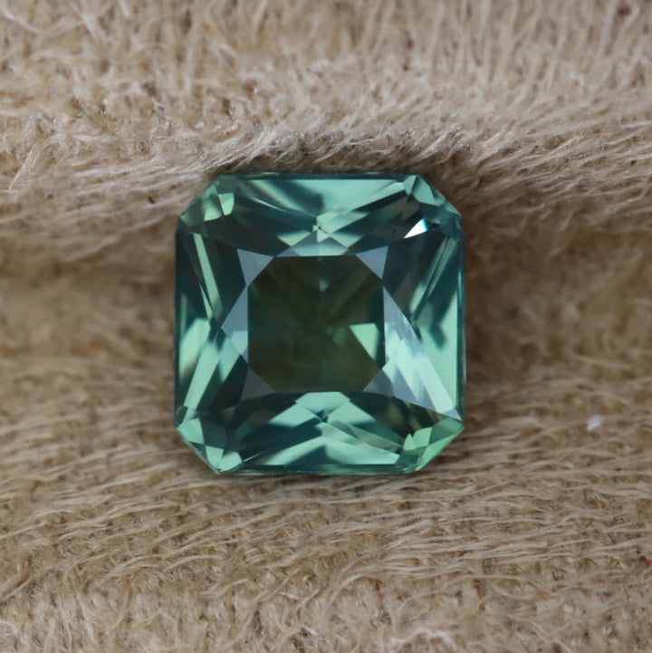 1.56 Ct Asscher Cut Green Sapphire, 6.3mm x 6.1mm x 3.9mm By Valley Rose
