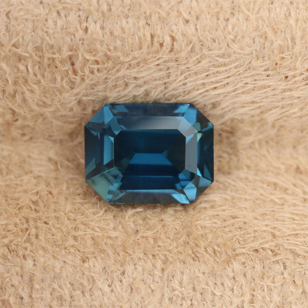 1.56 Ct Ct Emerald Cut Blue Teal Sapphire, 7.0mm x 5.4mm x 4.0mm By Valley Rose