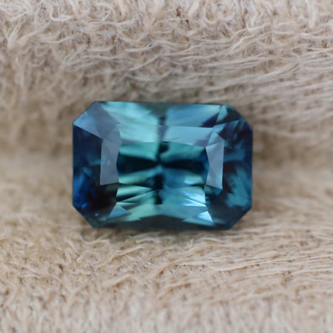 1.56 Ct Ct Radiant Cut Blue Teal Sapphire, 6.9mm x 5.2mm x 4.3mm By Valley Rose