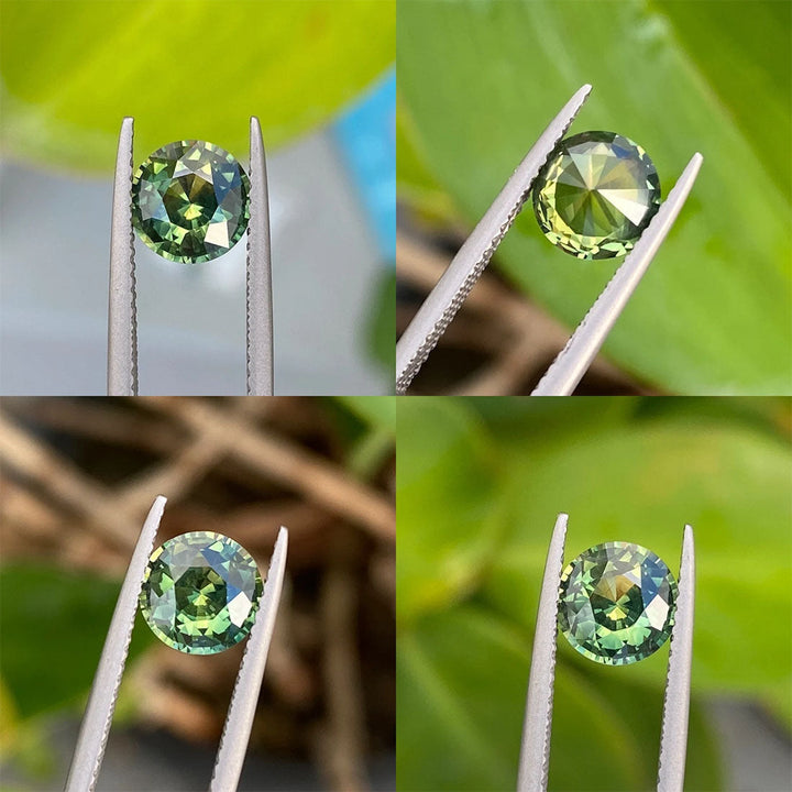 1.57 Ct Round Cut Green Sapphire, 7.1mm x 7.1mm x 4.1mm By Valley Rose
