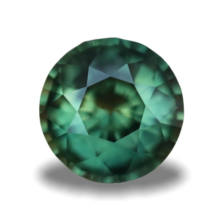 1.57 Ct Round Cut Green Sapphire, 7.1mm x 7.1mm x 4.1mm By Valley Rose