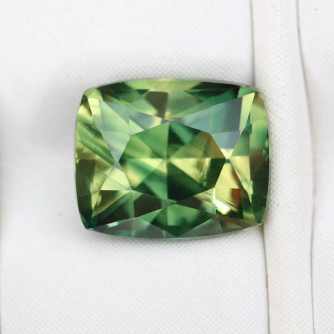 1.58 Ct Cushion Cut Bi-Color Green Yellow Sapphire, 6.9mm x 5.6mm x 4.5mm By Valley Rose