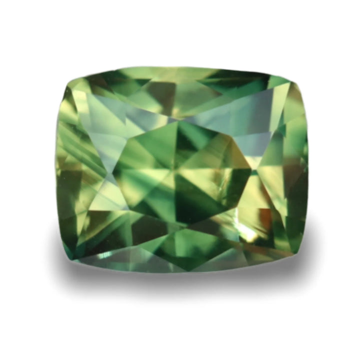 1.58 Ct Cushion Cut Bi-Color Green Yellow Sapphire, 6.9mm x 5.6mm x 4.5mm By Valley Rose