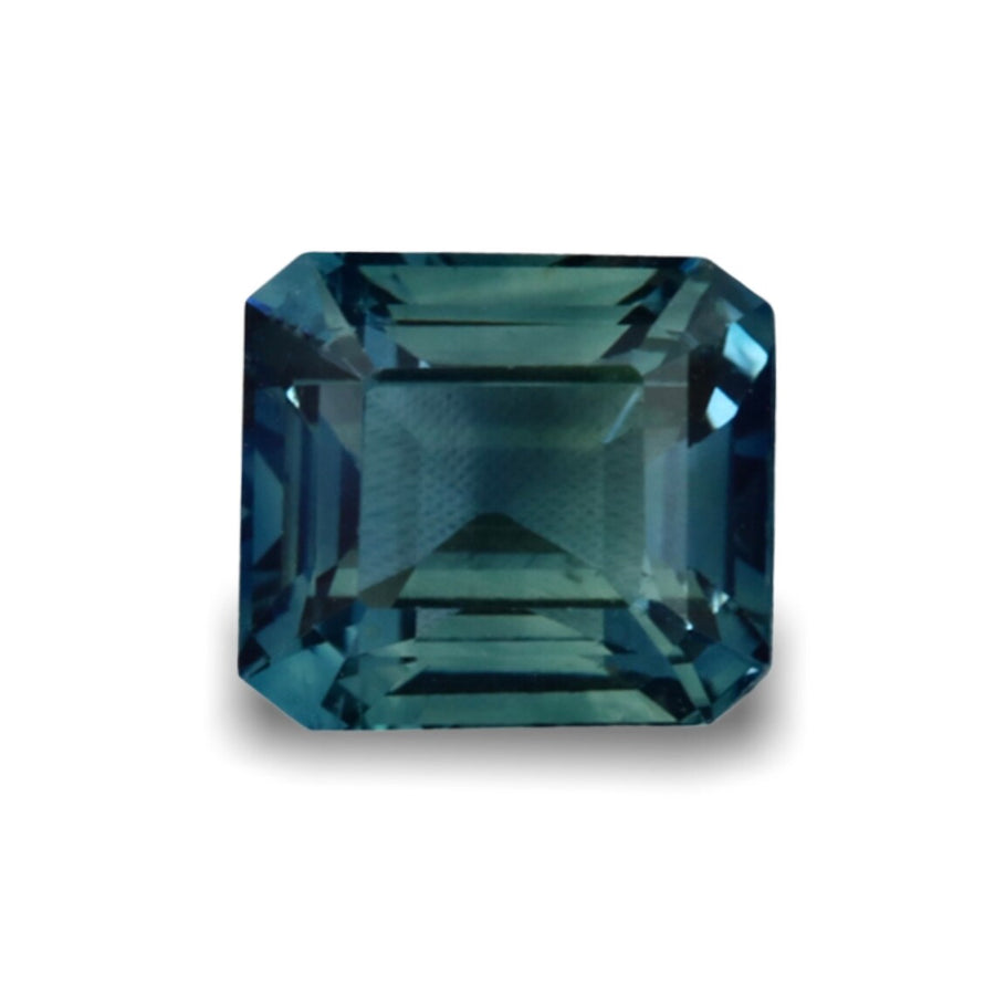 1.58 Ct Emerald Cut Teal Sapphire, 6.2mm x 5.7mm x 4.1mm By Valley Rose