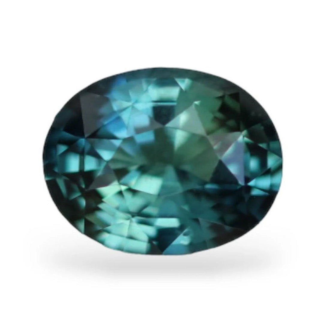 1.58 Ct Oval Cut Blue Teal Sapphire, 7.7mm x 6.1mm x 4.2mm By Valley Rose