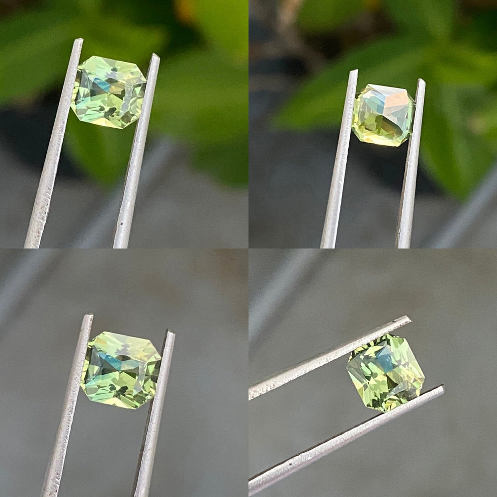 1.60 Ct Asscher Cut Bi-Color Green Yellow Sapphire, 7.0mm x 6.3mm x 3.9mm By Valley Rose