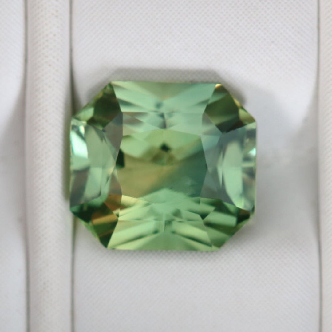 1.60 Ct Asscher Cut Bi-Color Green Yellow Sapphire, 7.0mm x 6.3mm x 3.9mm By Valley Rose