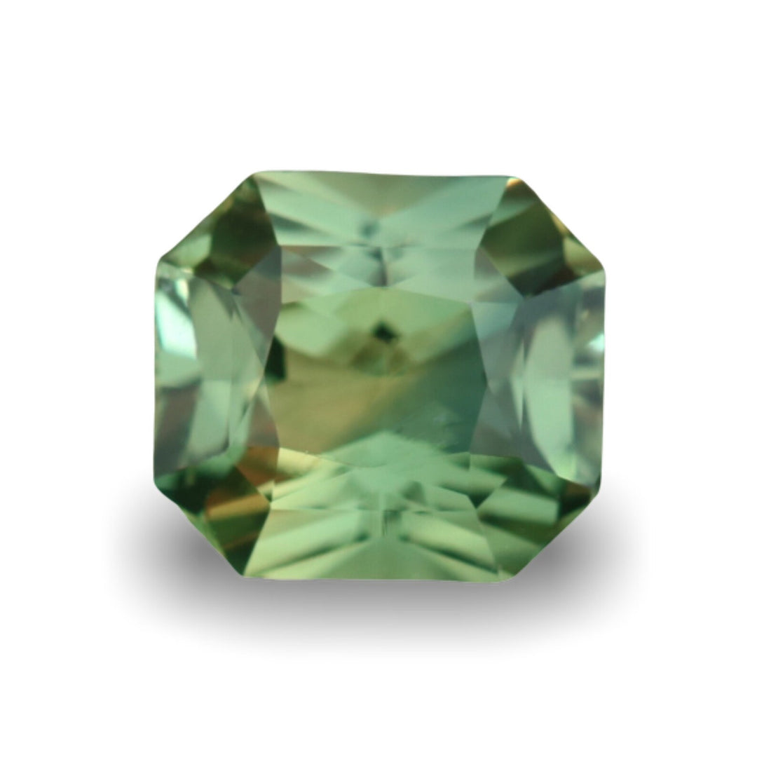 1.60 Ct Asscher Cut Bi-Color Green Yellow Sapphire, 7.0mm x 6.3mm x 3.9mm By Valley Rose