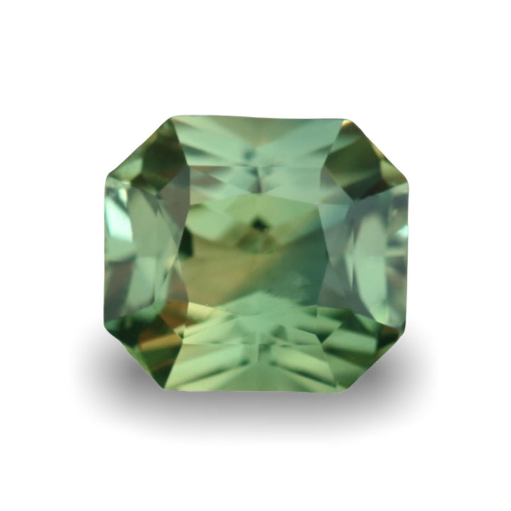 1.60 Ct Asscher Cut Bi-Color Green Yellow Sapphire, 7.0mm x 6.3mm x 3.9mm By Valley Rose