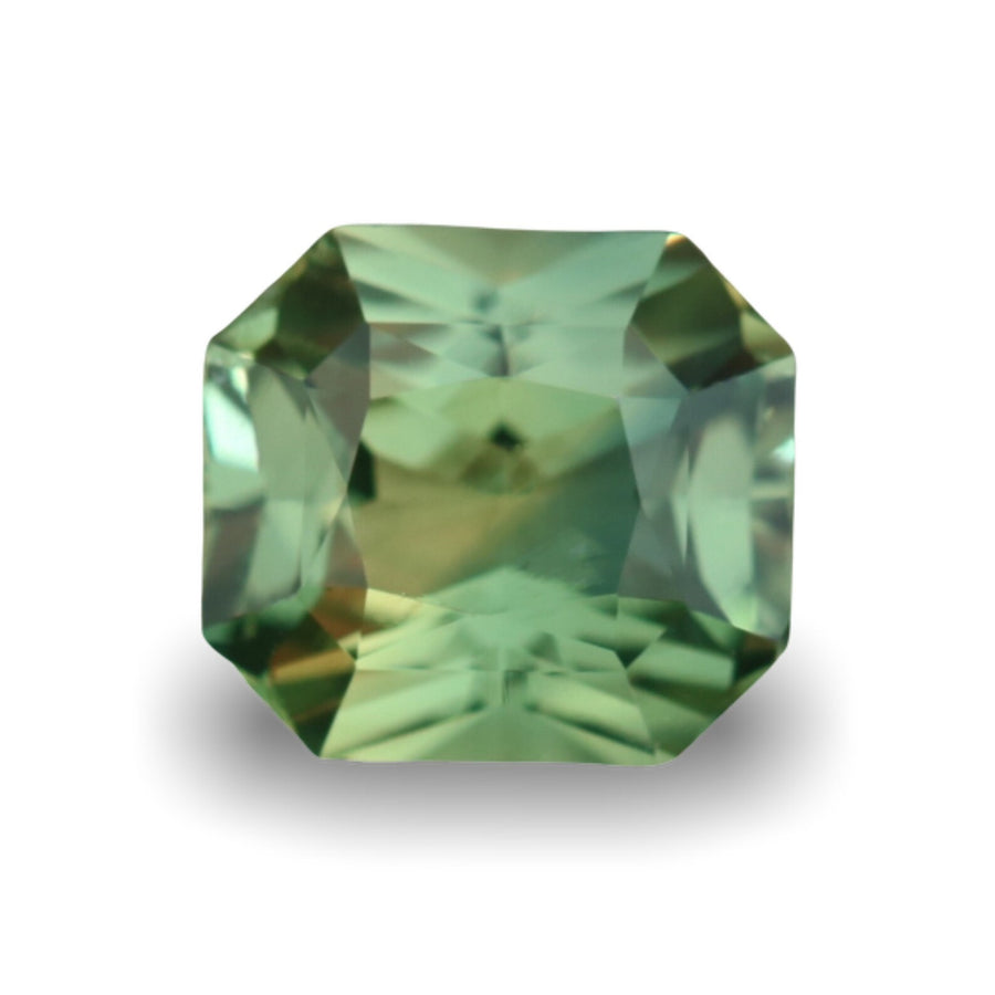 1.60 Ct Asscher Cut Bi-Color Green Yellow Sapphire, 7.0mm x 6.3mm x 3.9mm By Valley Rose