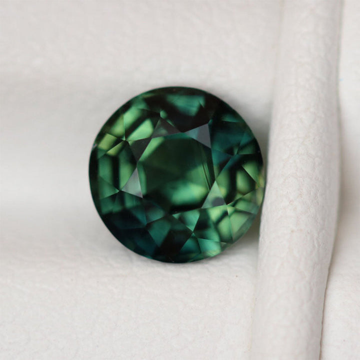 1.60 Ct Round Cut Green Sapphire, 6.6mm x 6.5mm x 4.6mm By Valley Rose