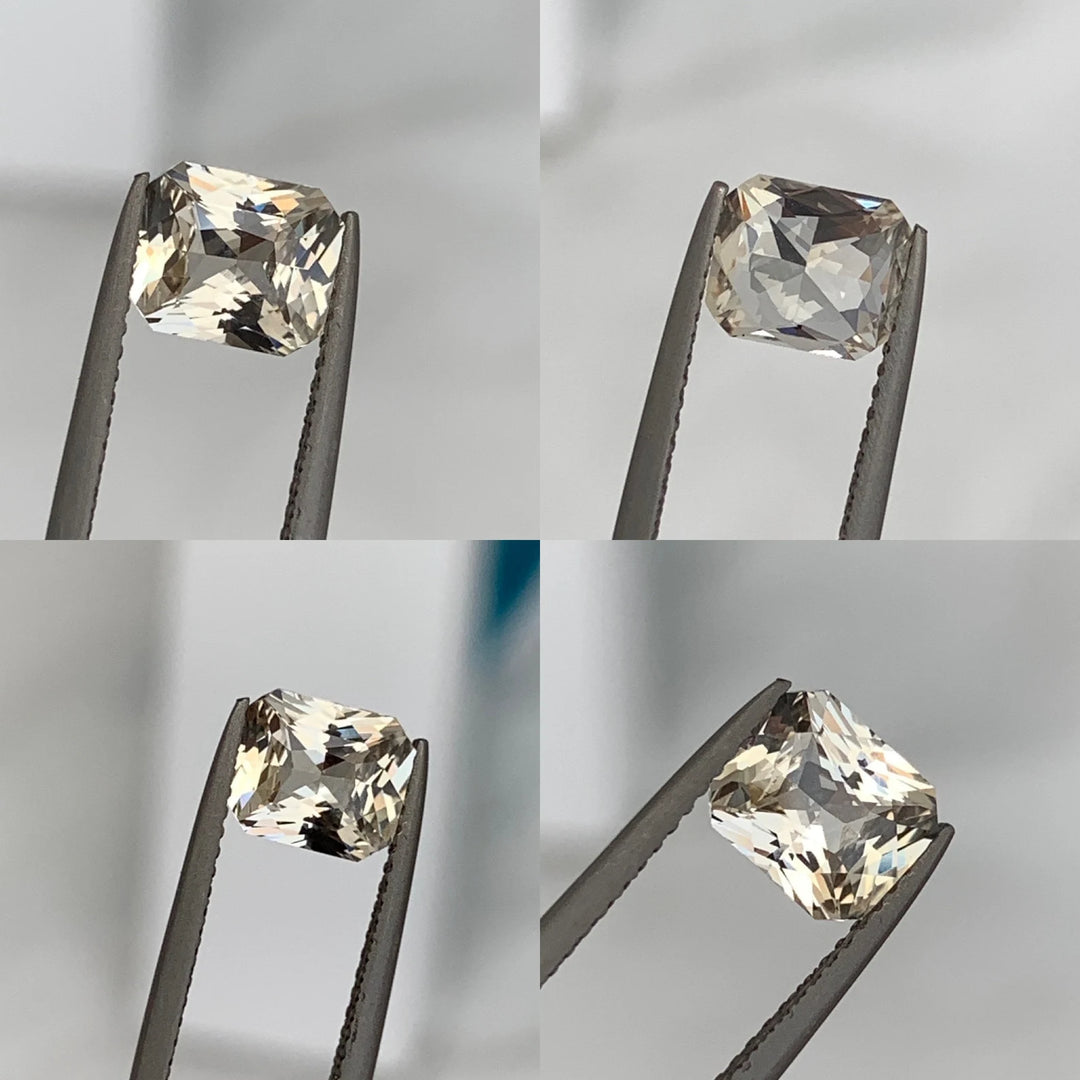 1.66 Ct Asscher Cut Pastel Peach Sapphire, 7.4mm x 6.3mm x 3.9mm By Valley Rose