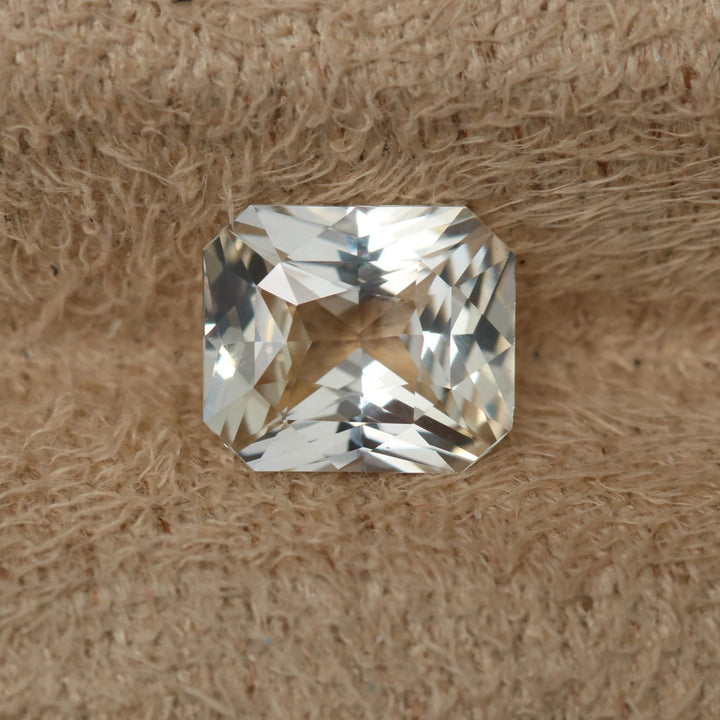 1.66 Ct Asscher Cut Pastel Peach Sapphire, 7.4mm x 6.3mm x 3.9mm By Valley Rose