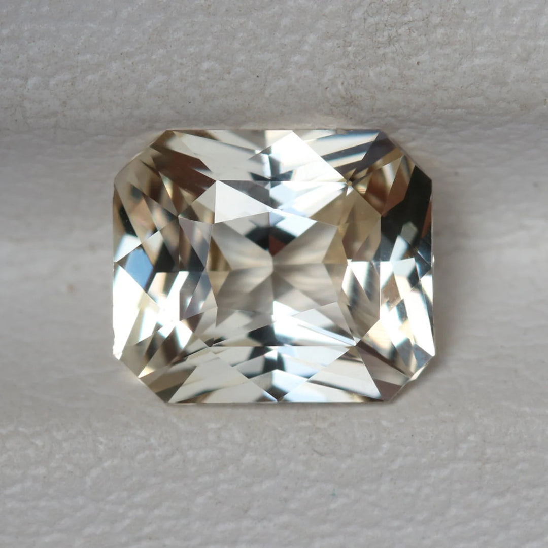 1.66 Ct Asscher Cut Pastel Peach Sapphire, 7.4mm x 6.3mm x 3.9mm By Valley Rose