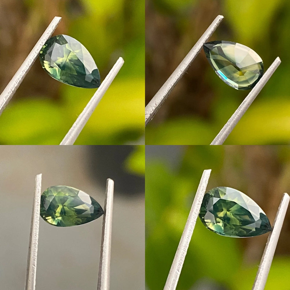 1.67 Ct Pear Cut Green Sapphire, 8.8mm x 5.6mm x 4.6mm By Valley Rose