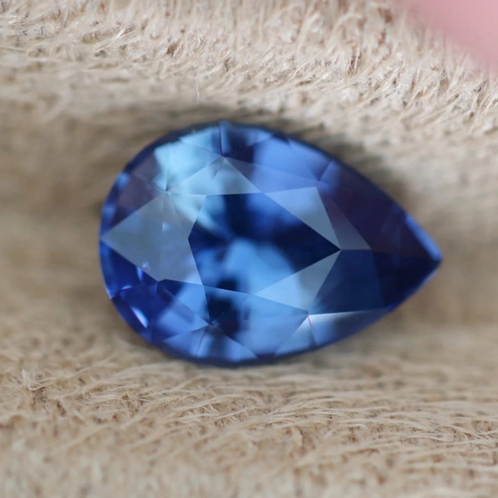 1.68 Ct Pear Cut Blue Sapphire, 8.8mm x 6.3mm x 4.1mm By Valley Rose