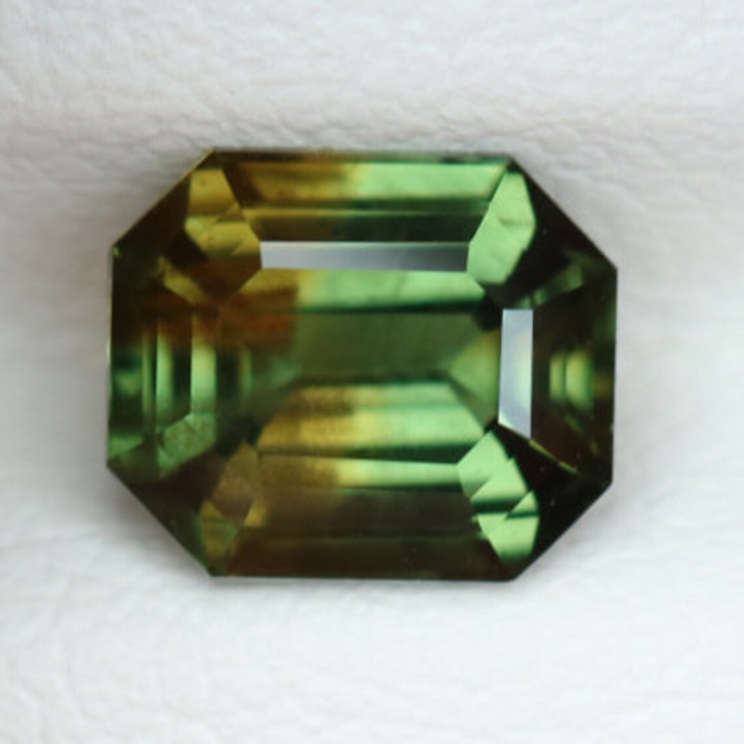 1.73 Ct Emerald Cut Bi-Color Green Sapphire, 7.05mm x 6.0mm x 4.1mm By Valley Rose