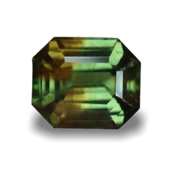 1.73 Ct Emerald Cut Bi-Color Green Sapphire, 7.05mm x 6.0mm x 4.1mm By Valley Rose