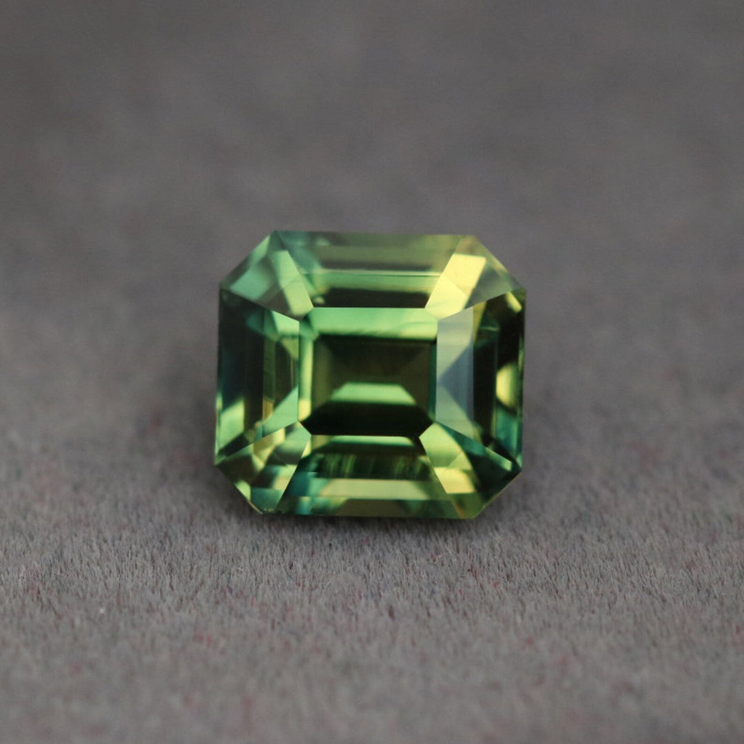 2.02 Ct Emerald Cut Green Sapphire, 6.9mm x 6.4mm x 4.8mm By Valley Rose