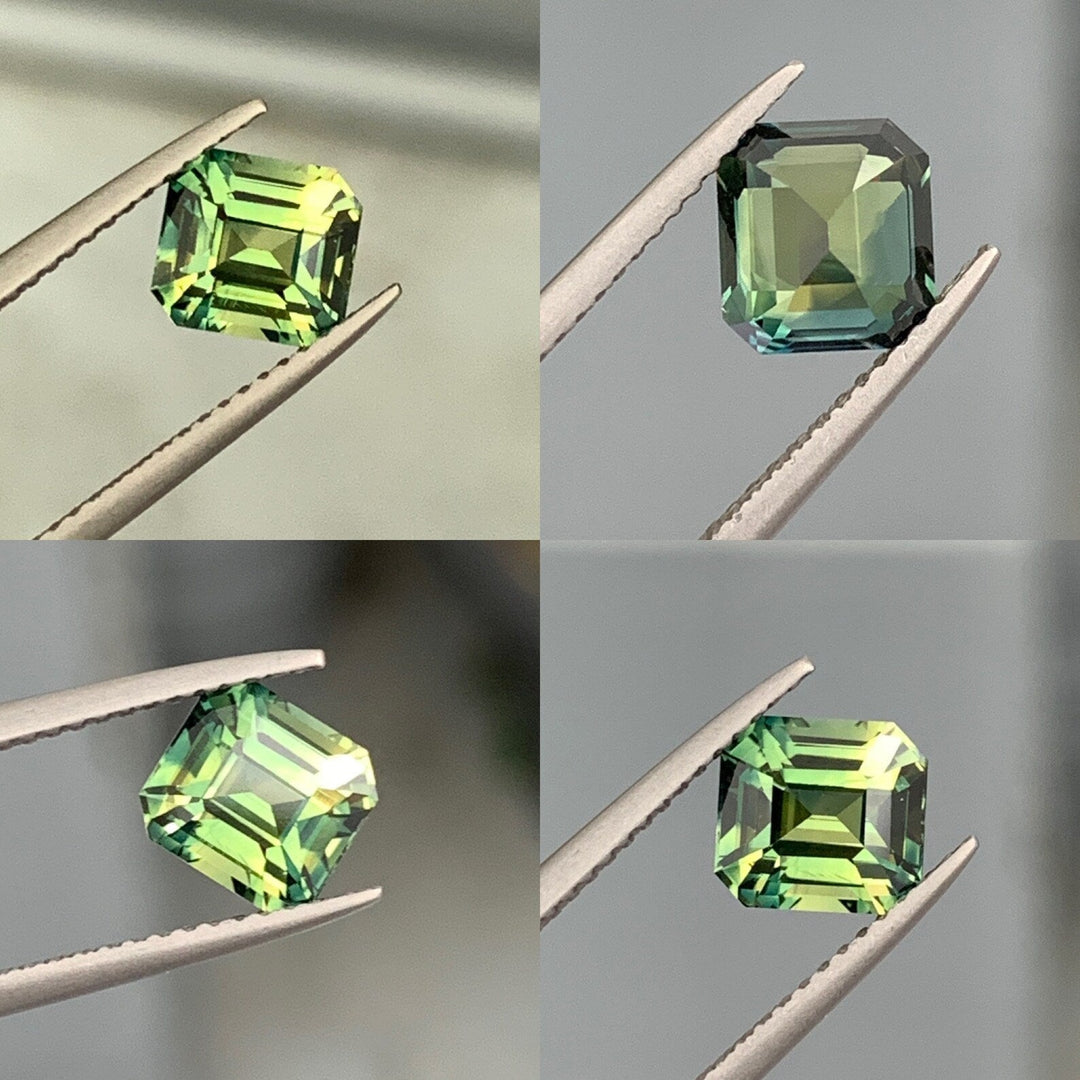 2.02 Ct Emerald Cut Green Sapphire, 6.9mm x 6.4mm x 4.8mm By Valley Rose
