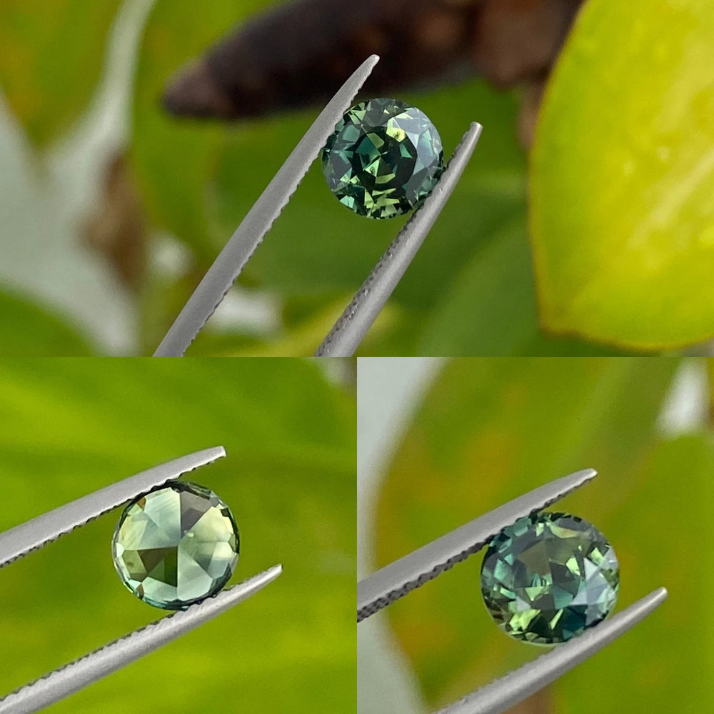 2.03 Ct Round Cut Bi-Color Green Yellow Sapphire, 6.7mm x 6.9mm x 5.2mm By Valley Rose