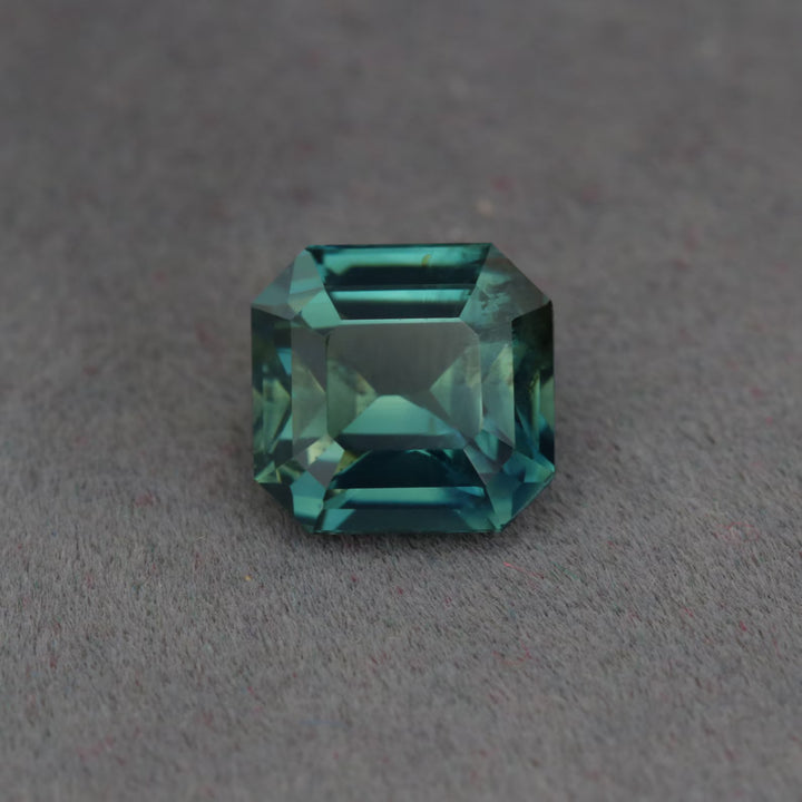 2.04 Ct Asscher Cut Bi-Color Teal Green Sapphire, 6.6mm x 6.4mm x 4.6mm By Valley Rose