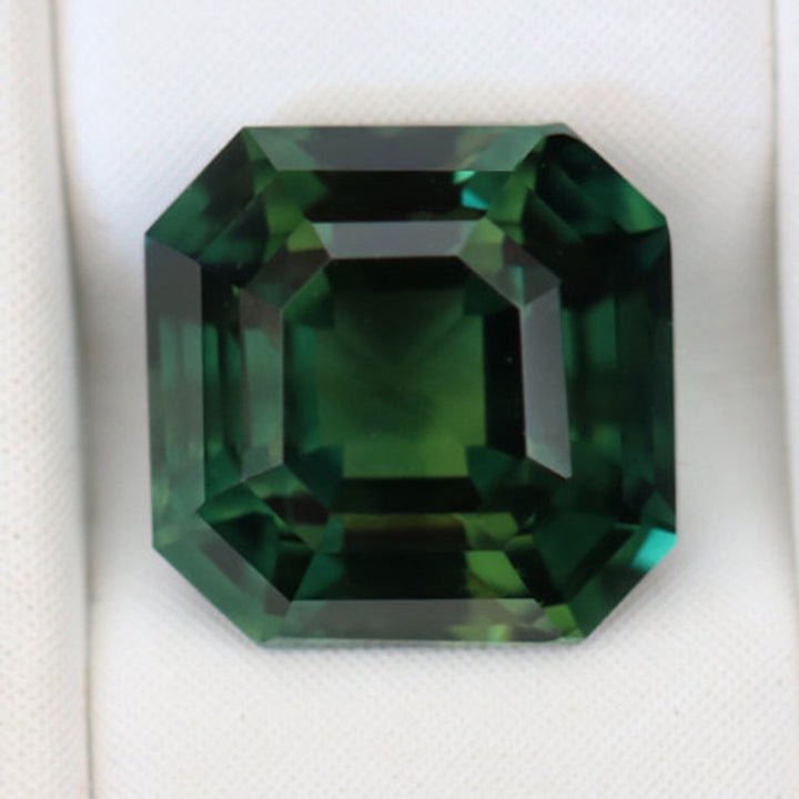 2.05 Ct Asscher Cut Bi-Color Green Teal Sapphire, 6.8mm x 6.8mm x 4.6mm By Valley Rose