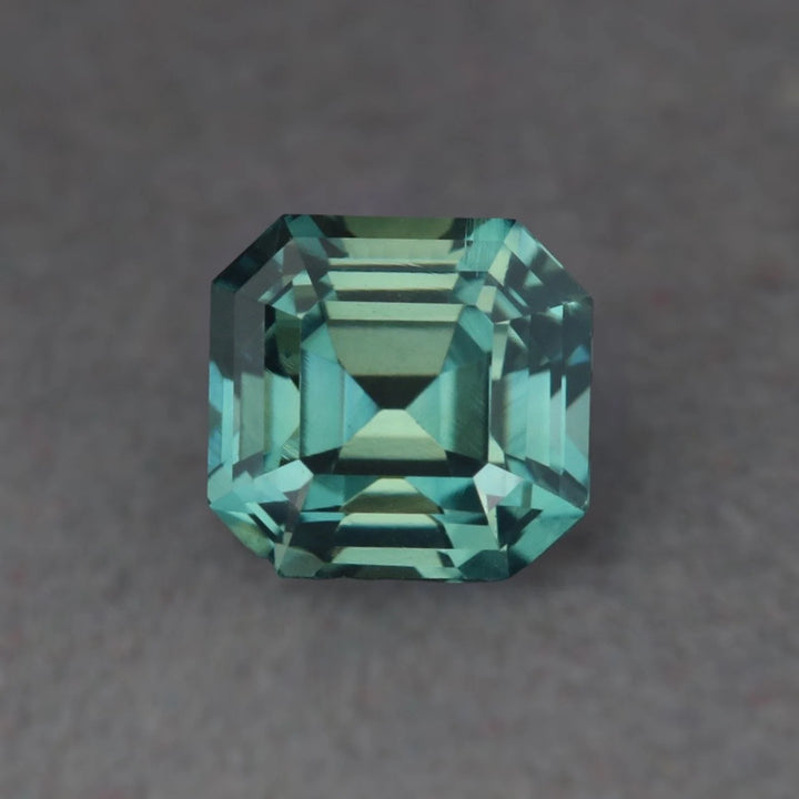 2.06 Ct Asscher Cut Bi-Color Teal Green Sapphire, 6.5mm x 6.15mm x 5.05mm By Valley Rose