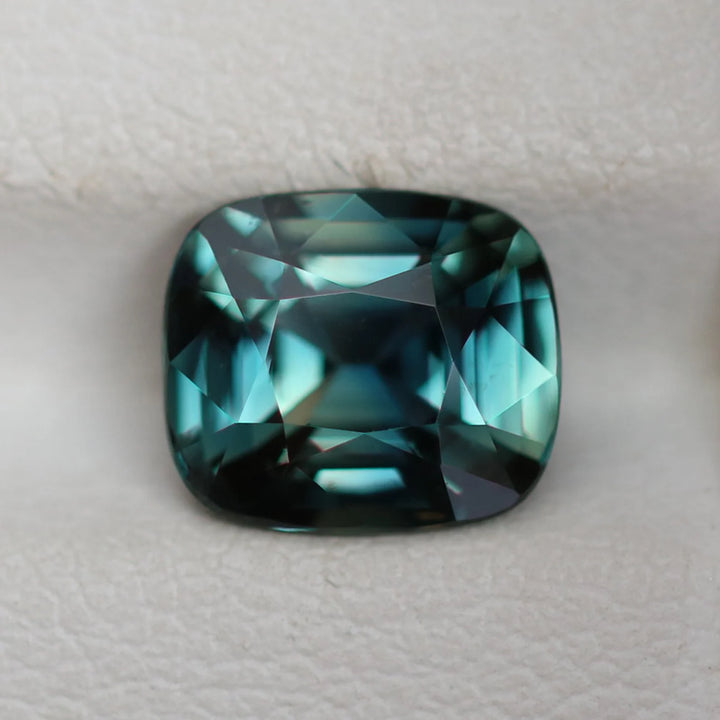 2.18 Ct Cushion Cut Bi-Color Teal Green Sapphire, 8.0mm x 6.9mm x 4.6mm By Valley Rose