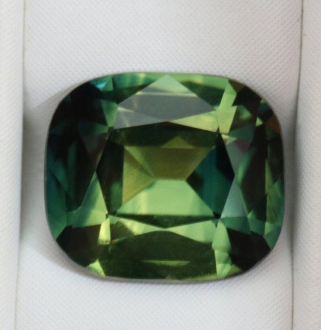 2.20 Ct Cushion Cut Bi-Color Teal Green Sapphire, 8.1mm x 7.1mm x 4.2mm By Valley Rose