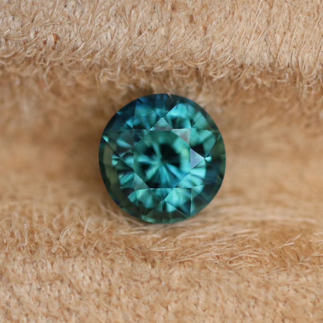 2.24 Ct Round Cut Teal Sapphire, 7.1mm x 7.0mm x 5.6mm By Valley Rose