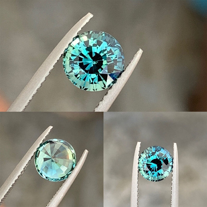 2.24 Ct Round Cut Teal Sapphire, 7.1mm x 7.0mm x 5.6mm By Valley Rose