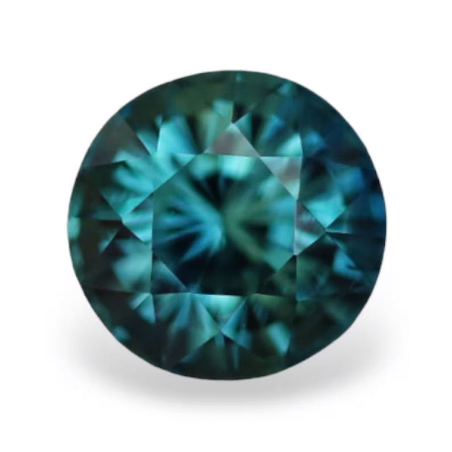 2.24 Ct Round Cut Teal Sapphire, 7.1mm x 7.0mm x 5.6mm By Valley Rose