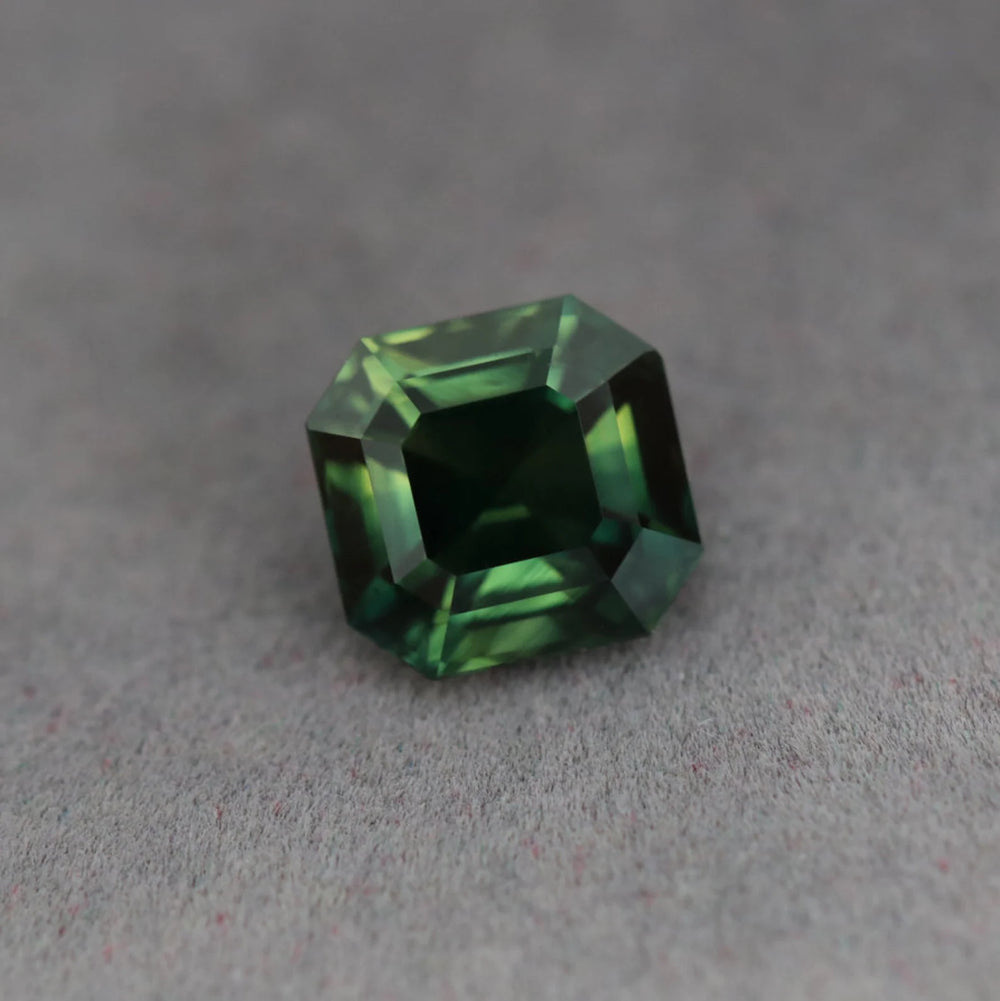 2.50 Ct Asscher Cut Green Sapphire, 7.3mm x 7.0mm x 5.2mm By Valley Rose