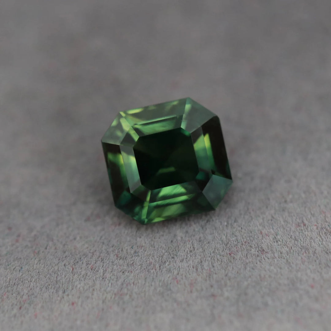 2.50 Ct Asscher Cut Green Sapphire, 7.3mm x 7.0mm x 5.2mm By Valley Rose