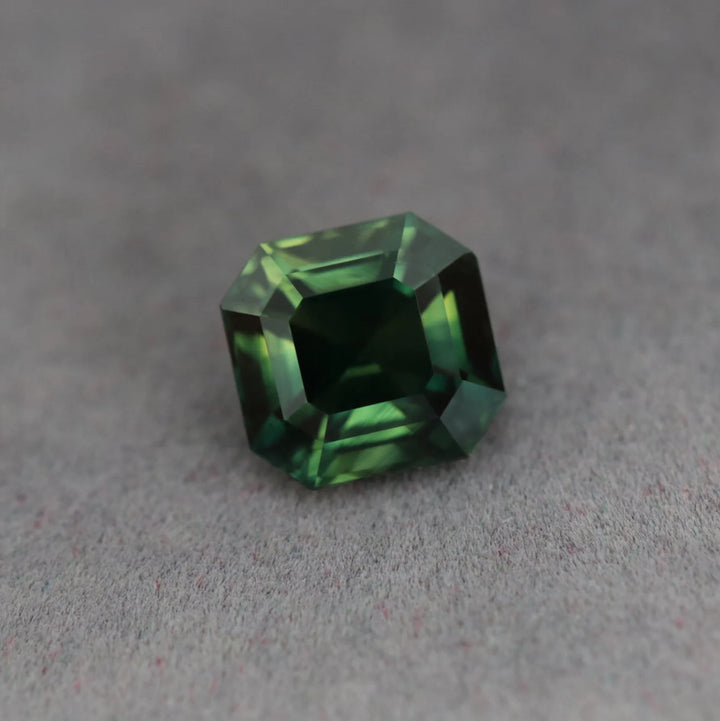 2.50 Ct Asscher Cut Green Sapphire, 7.3mm x 7.0mm x 5.2mm By Valley Rose