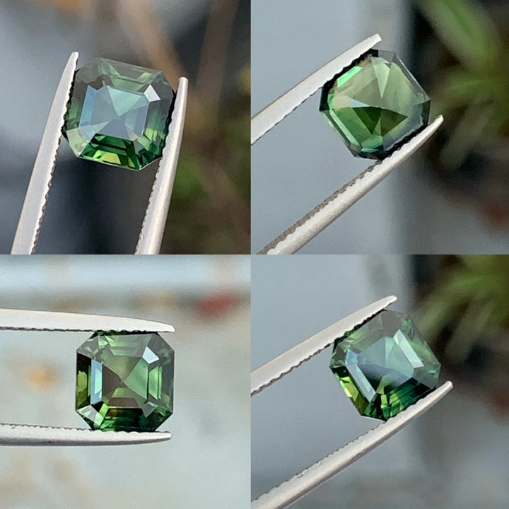 2.50 Ct Asscher Cut Green Sapphire, 7.3mm x 7.0mm x 5.2mm By Valley Rose