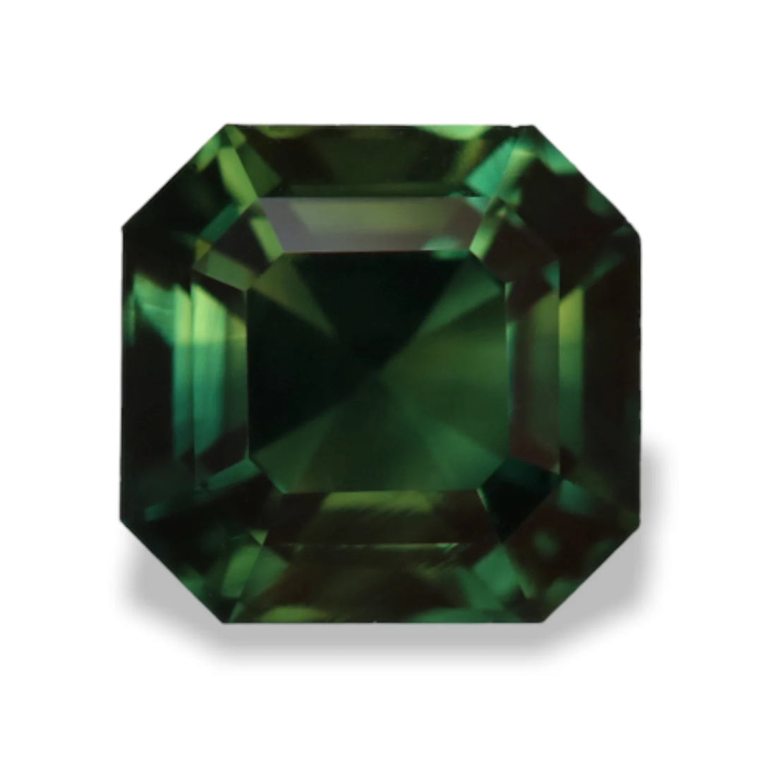 2.50 Ct Asscher Cut Green Sapphire, 7.3mm x 7.0mm x 5.2mm By Valley Rose