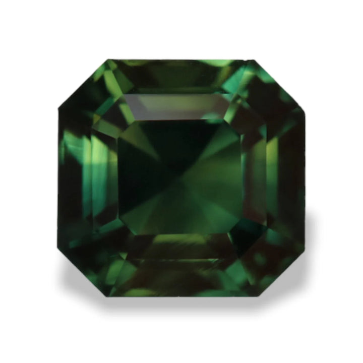 2.50 Ct Asscher Cut Green Sapphire, 7.3mm x 7.0mm x 5.2mm By Valley Rose