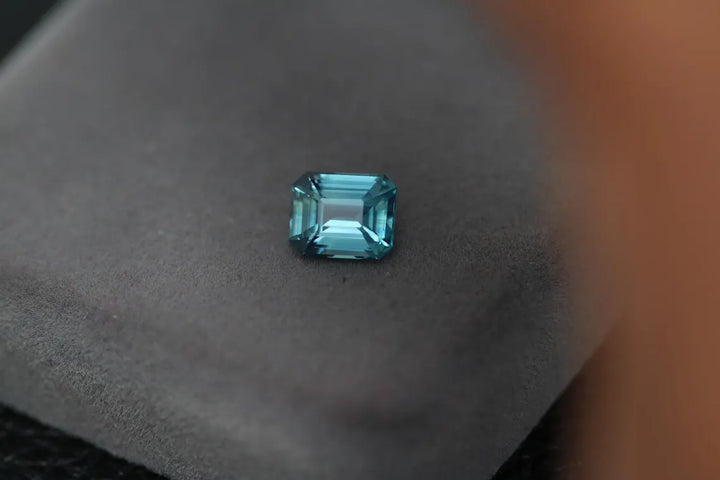 2.55 Ct Emerald Cut Teal Sapphire, 8.2mm x 6.7mm x 4.6mm By Valley Rose
