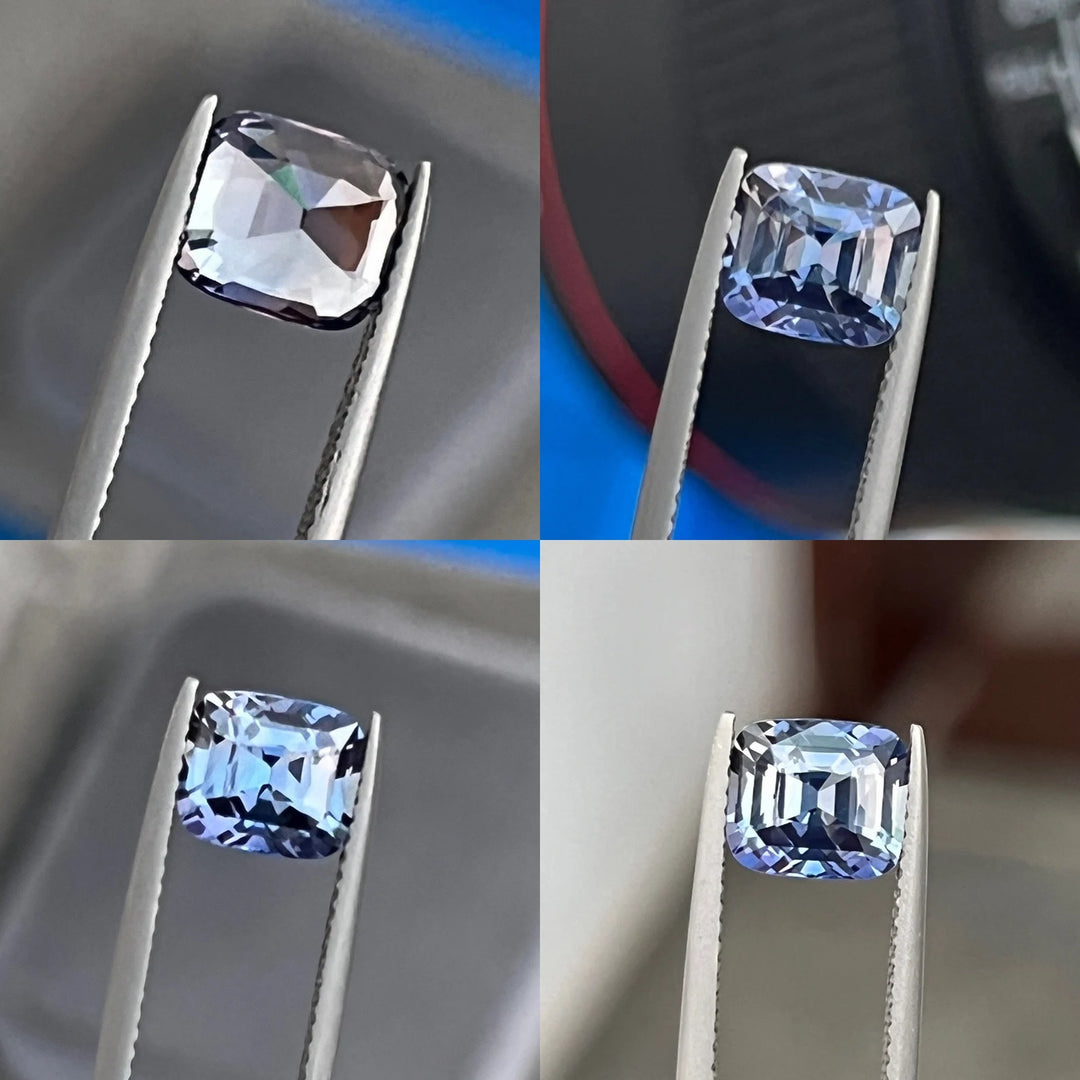 2.70 Ct Cushion Cut Bi-Color Blue Purple Sapphire, 7.95mm x 6.95mm x 5.0mm By Valley Rose