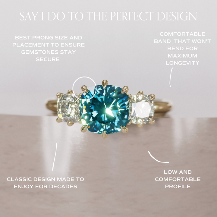 Adie Cushion Cut Blue Sapphire Unique Vintage Engagement Ring By Valley Rose