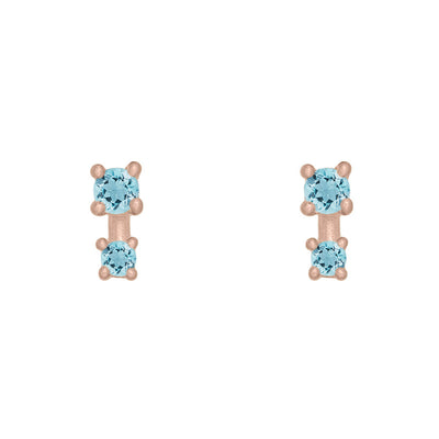 Double Aquamarine Earring Studs in 14k Gold Single By Valley Rose Ethical Jewelry