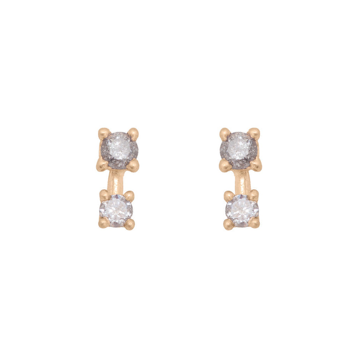 Double Salt and Pepper Diamond Earring Studs in 14k Gold Sinle By Valley Rose Ethical Jewelry
