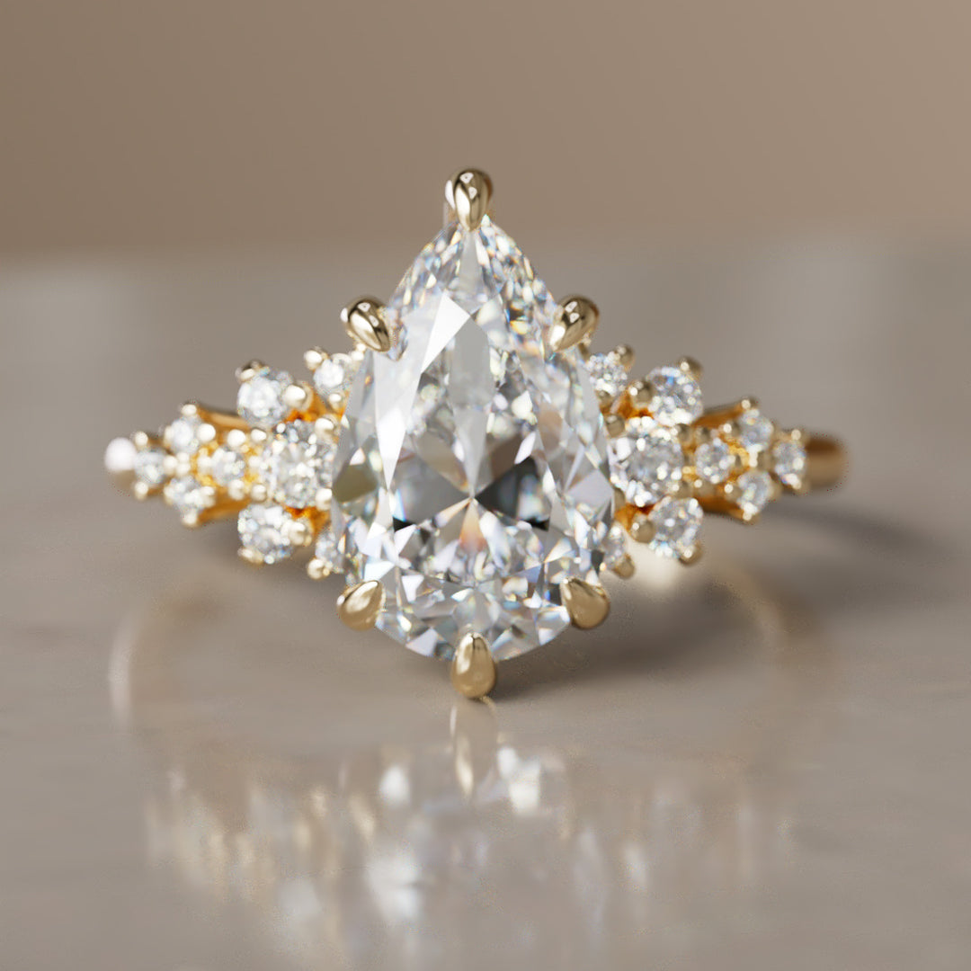 Alwynn Pear Lab Diamond Unique Vintage Engagement Ring By Valley Rose