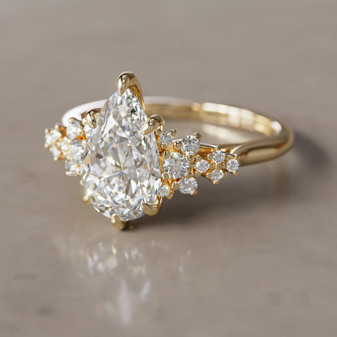 Alwynn Pear Lab Diamond Unique Vintage Engagement Ring By Valley Rose