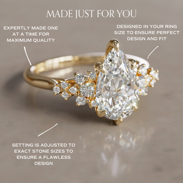 Alwynn Pear Lab Diamond Unique Vintage Engagement Ring By Valley Rose