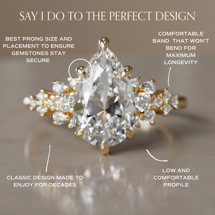 Alwynn Pear Lab Diamond Unique Vintage Engagement Ring By Valley Rose