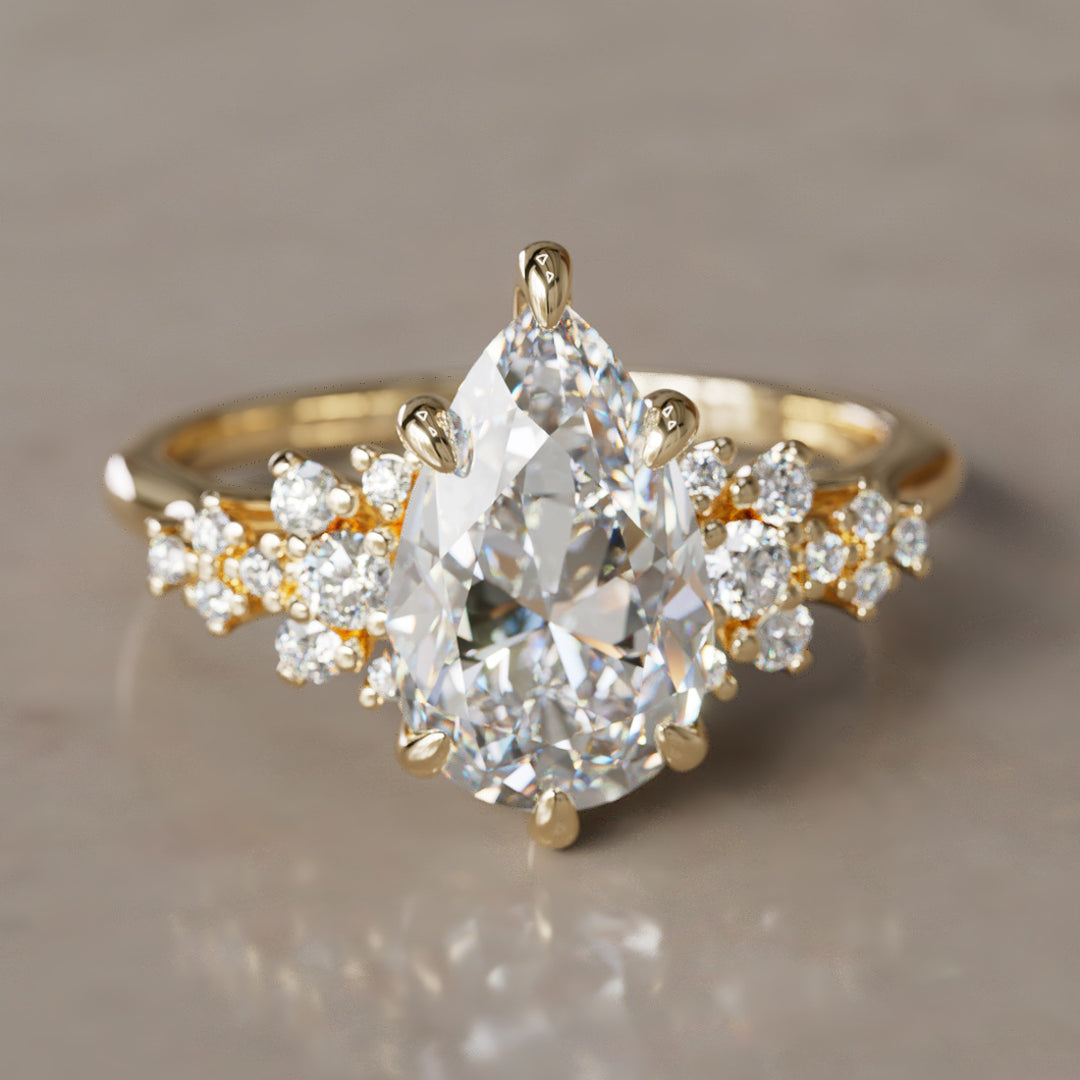 Alwynn Pear Lab Diamond Unique Vintage Engagement Ring By Valley Rose