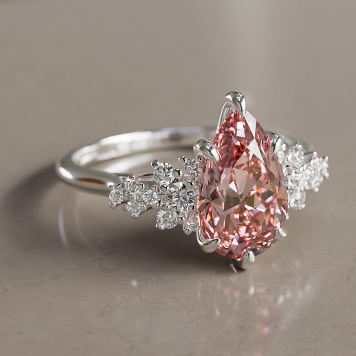 Alwynn Pear Pink Lab Diamond Unique Vintage Engagement Ring By Valley Rose